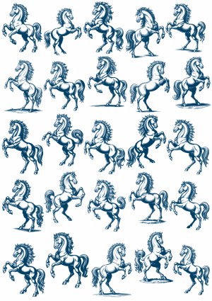 Set of Vintage Engraved Style Horses in Various Rearing Poses Free Vector