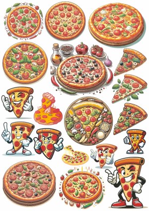 Hand-Drawn Pizza Illustrations and Cartoon Pizza Slices Free Vector