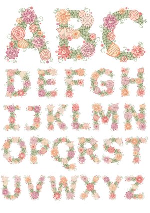 Floral Alphabet Vector Set Free Vector