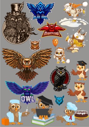 Collection of Owl Vector Illustrations and Mascots Free Vector