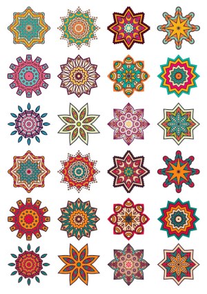 Colorful Decorative Mandala Design Elements Set Free Vector