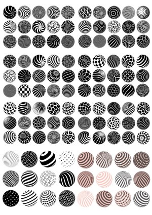 Large Set of Black and White Decorative Sphere Patterns Free Vector