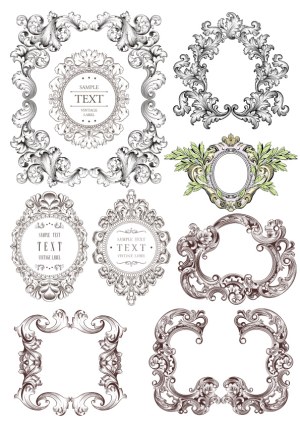 Vintage Ornate Decorative Frames and Labels Vector Set Free Vector