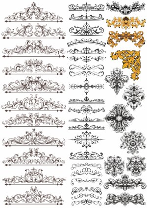 Set of Ornate Victorian and Baroque Decorative Borders and Flourishes Free Vector