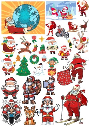 Christmas Santa Claus and Holiday Icons Vector Collection Free Vector