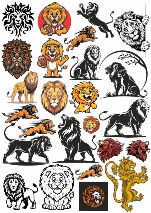 Collection of Lion Vector Illustrations and Logos Free Vector