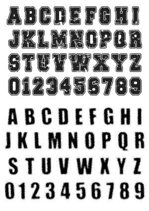 Distressed and Grunge Style Alphabet and Number Font Set Free Vector