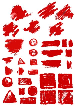 Red Paint Brush Strokes and Shapes Collection Free Vector