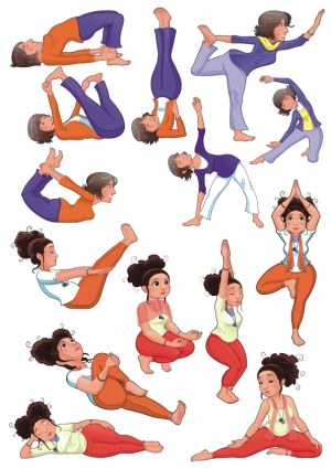 Vector Illustrations of Women Performing Various Yoga Poses Free Vector
