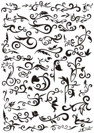 Decorative Black Floral Swirls and Flourishes Vector Set Free Vector