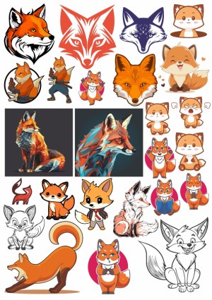 Collection of Diverse Fox Vector Illustrations and Cartoon Characters Free Vector