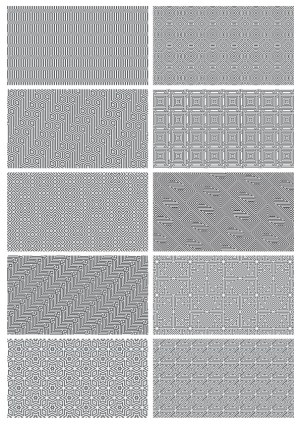 Set of 10 Geometric Black and White Seamless Vector Patterns Free Vector