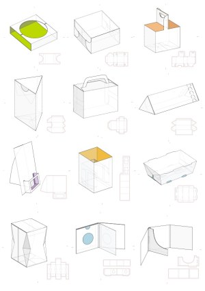 Technical Diagrams of Various Folding Carton Boxes with Templates Free Vector