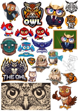 Collection of Various Owl-Themed Cartoon and Mascot Vectors Free Vector
