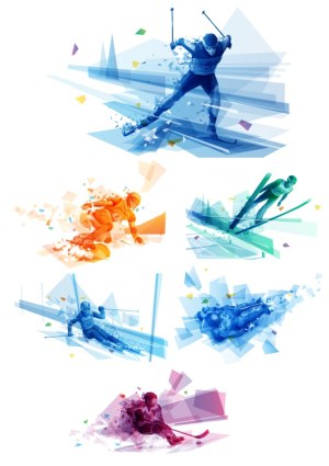 Geometric Abstract Winter Sports Vector Illustrations Free Vector