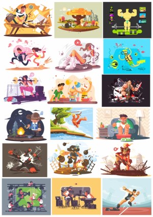 Collection of Diverse Cartoon Character Illustrations Free Vector