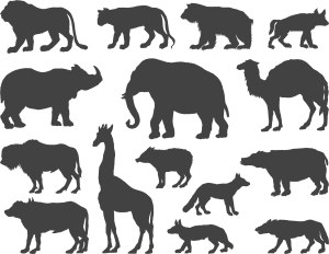 Silhouettes of Various Wild Animals Free Vector