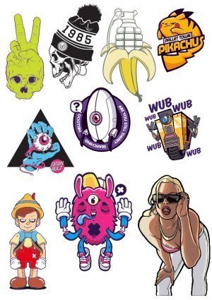 Eclectic Collection of Pop Culture and Surreal Vector Illustrations Free Vector