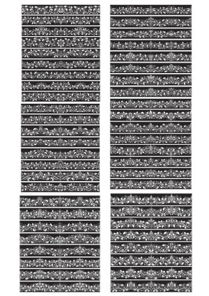 Set of Ornate Black and White Floral Vector Borders Free Vector