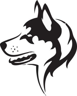 Stylized Black and White Siberian Husky Head Silhouette Vector Free Vector