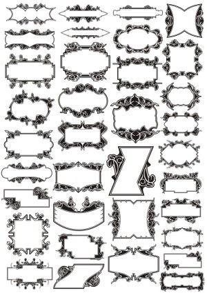 Set of Vintage Ornate Decorative Label Frames Free Vector