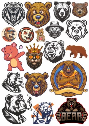 Collection of Diverse Bear Vector Illustrations and Mascots Free Vector
