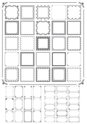 Collection of Ornate Square and Rectangular Decorative Borders and Frames Free Vector