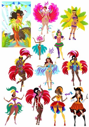 Colorful Carnival and Festival Women Costumes Vector Collection Free Vector