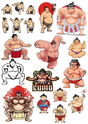 Sumo Wrestler Cartoon Vector Set Free Vector