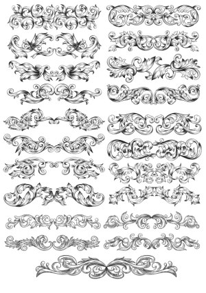 Ornate Vintage Floral Decorative Borders and Dividers Free Vector