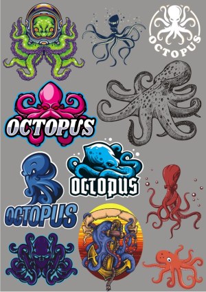 Collection of Artistic Octopus Vector Designs and Logos Free Vector