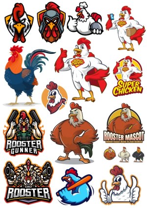 Collection of Rooster and Chicken Mascot and Character Vector Designs Free Vector