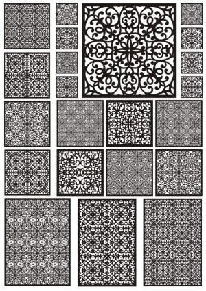 Black Ornate Floral and Geometric Pattern Vector Set Free Vector