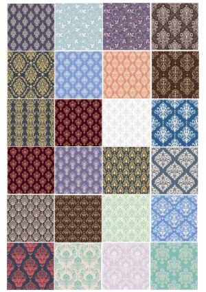 Collection of 25 Vintage Damask Floral Seamless Patterns Free Vector