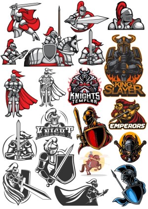 Medieval Knights and Templar Vector Illustrations Collection Free Vector