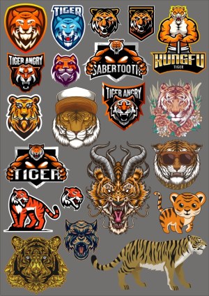 Tiger-Themed Vector Mascots and Illustrations Collection Free Vector
