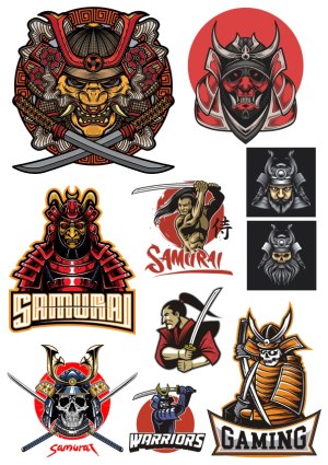 Collection of Samurai and Warrior Vector Illustrations Free Vector