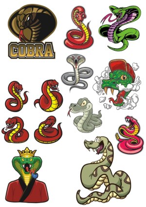 Collection of Cartoon and Mascot Style Snake and Cobra Vectors Free Vector