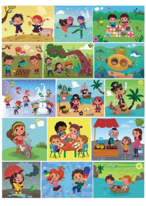 Children Engaged in Various Fun and Educational Activities Illustration Free Vector