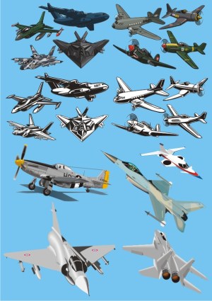 Collection of Military and Civil Aircraft Vector Illustrations Free Vector
