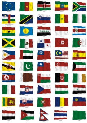 Collection of Various International Flags Waving Vector Set Free Vector