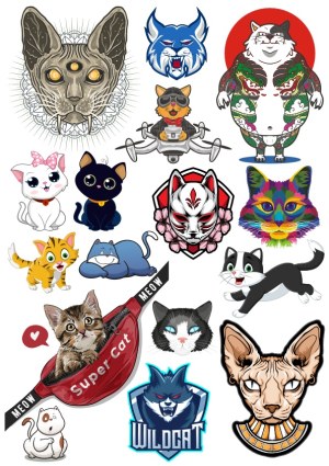 Collection of Creative Cat and Wildcat Vector Illustrations Free Vector