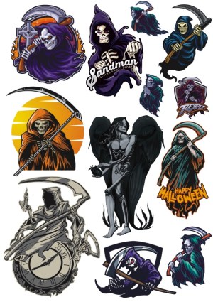 Grim Reaper and Skeleton Death Characters Vector Collection Free Vector