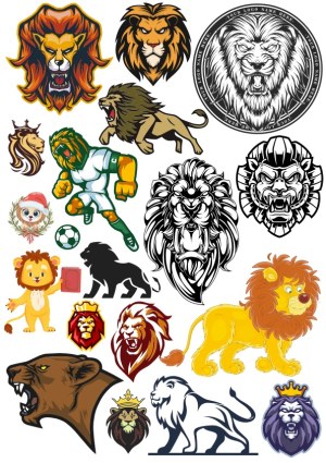 Collection of Lion and Panther Vector Illustrations and Mascots Free Vector