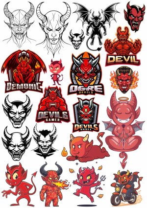 Collection of Devil and Demon Vector Illustrations and Logos Free Vector