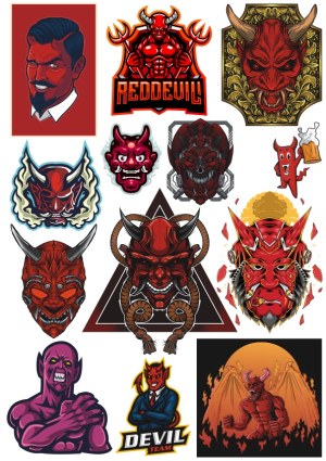 Collection of Red Devil and Demon Vector Illustrations Free Vector