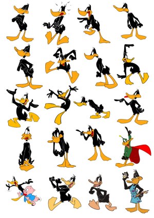 Black Duck Character Vector Illustrations with Various Poses and Expressions Free Vector