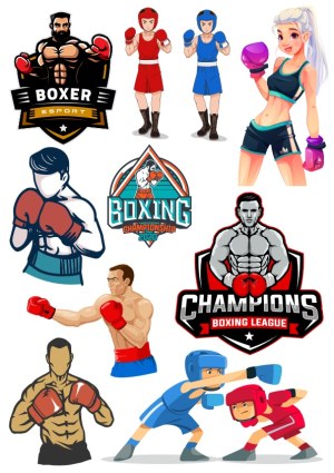 Boxing and Boxing Championship Vector Illustrations and Logos Free Vector