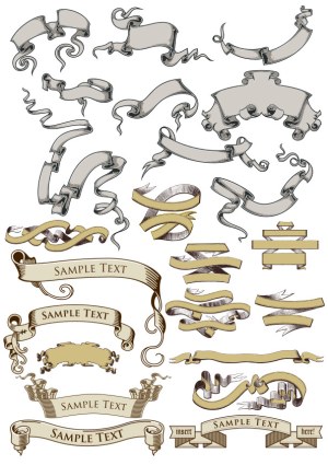 Retro Decorative Vintage Ribbons and Banners Vector Set Free Vector