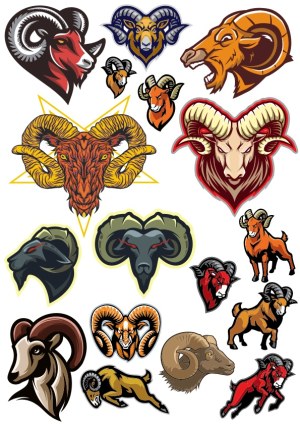 Collection of Stylized Ram and Mountain Goat Vector Logos Free Vector